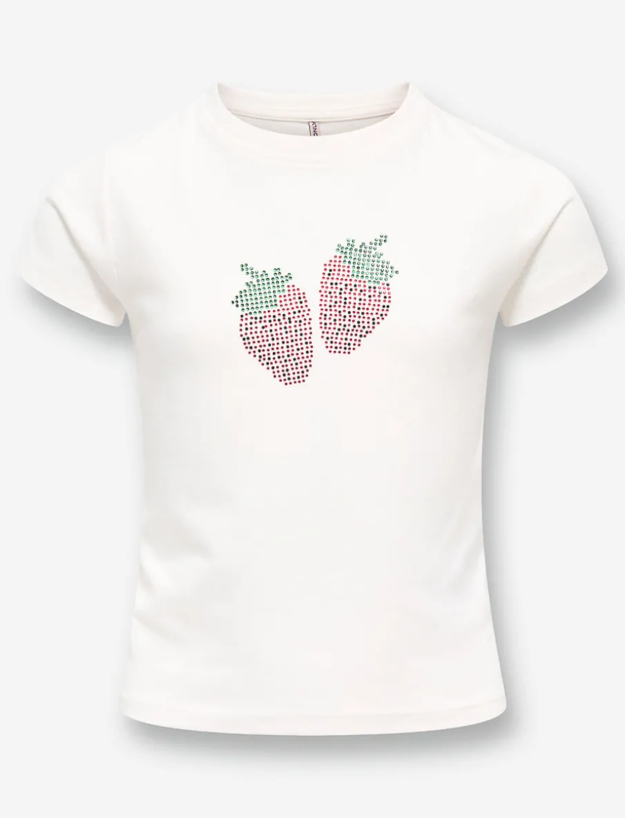 T-shirt with Rhinestone Strawberries