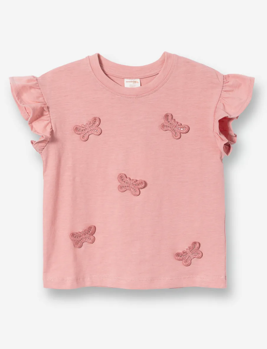 T-shirt with ruffled sleeves