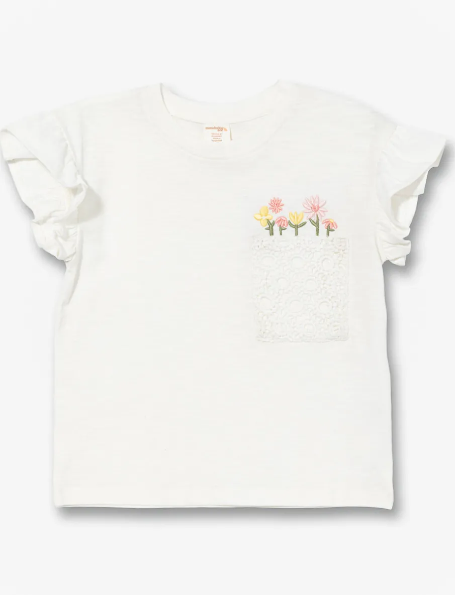T-shirt with ruffled sleeves