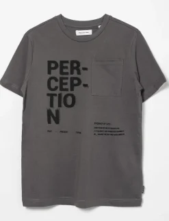 T-shirt with Typographic Print and Chest Pocket