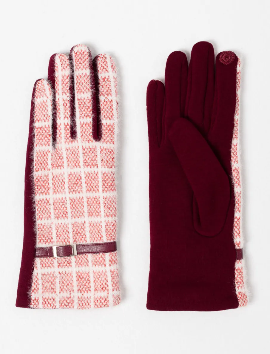 Tweed Gloves with Decorative Belt