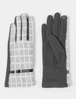Tweed Gloves with Decorative Belt