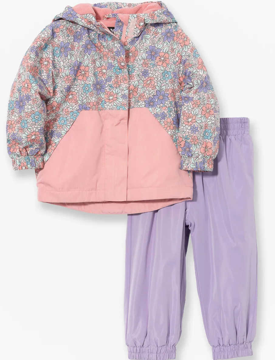 Two-Piece Fleece-Lined Rain Suit - Little Girls