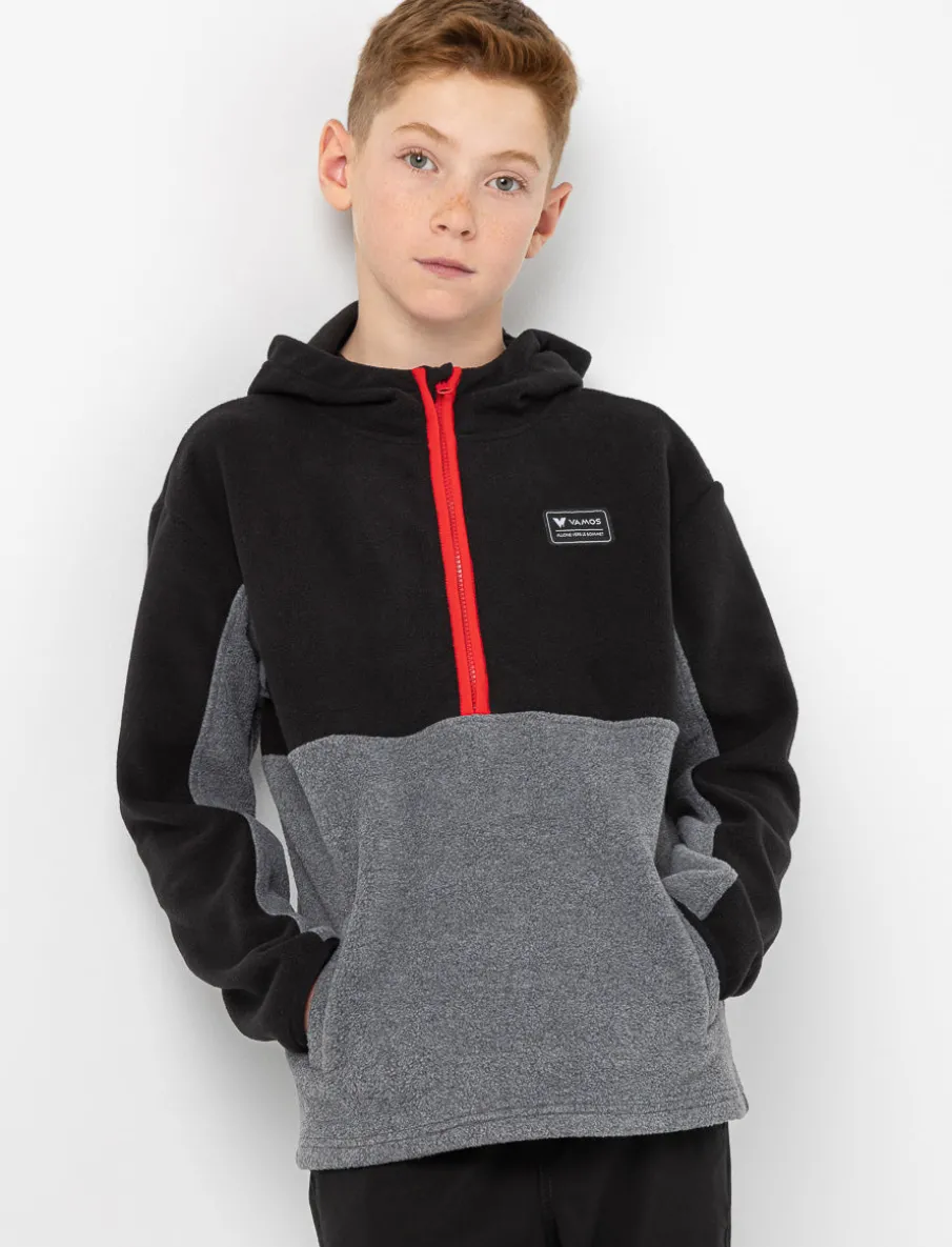 Two-tone Fleece Hoodie with Half-zip