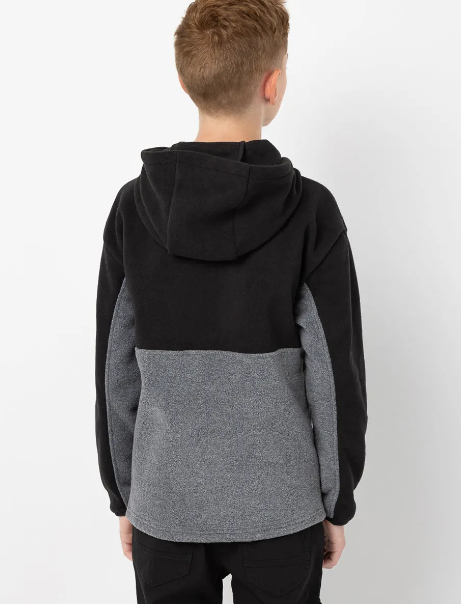 Two-tone Fleece Hoodie with Half-zip