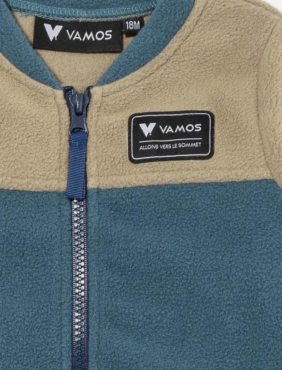 Two-tone Zip-up Fleece Romper