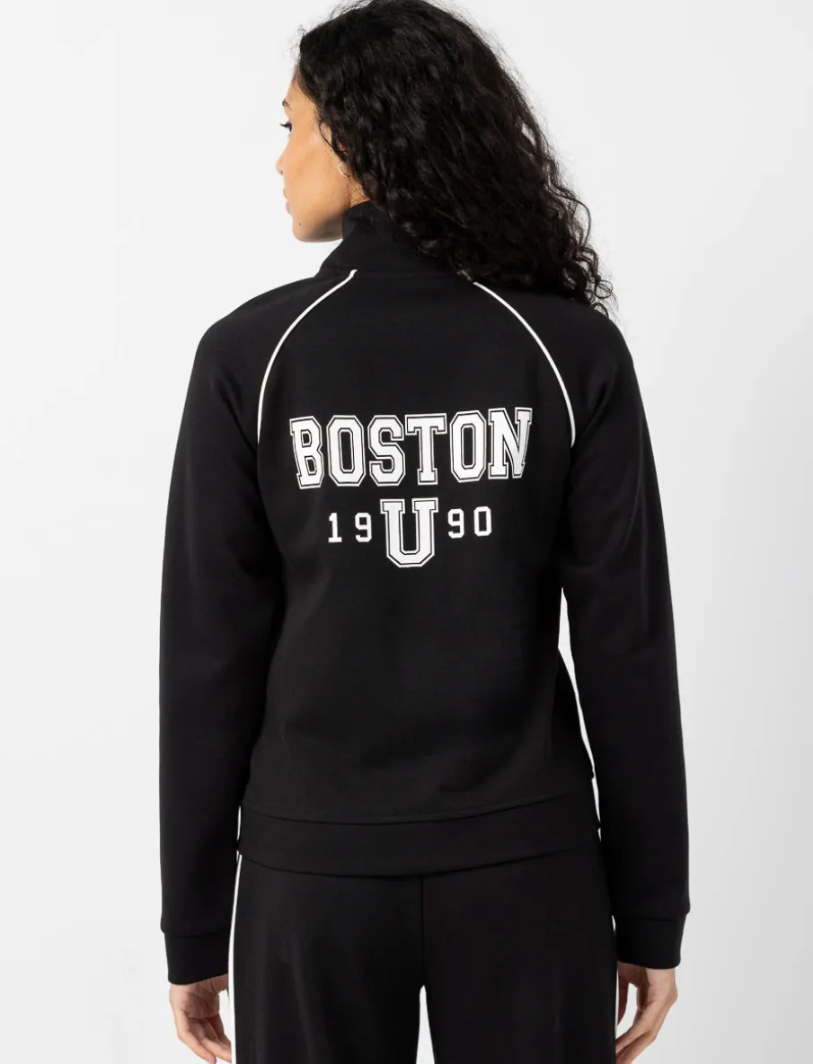 Varsity-style Cardigan with Stand Collar