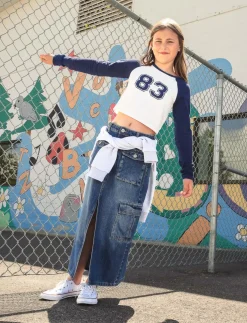 Varsity-style Long-sleeve Crop Top