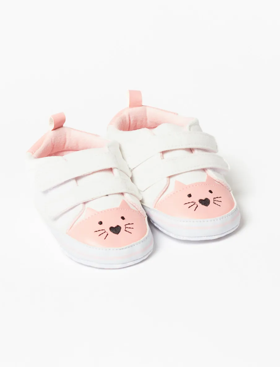 Velcro Shoes with Cat Face
