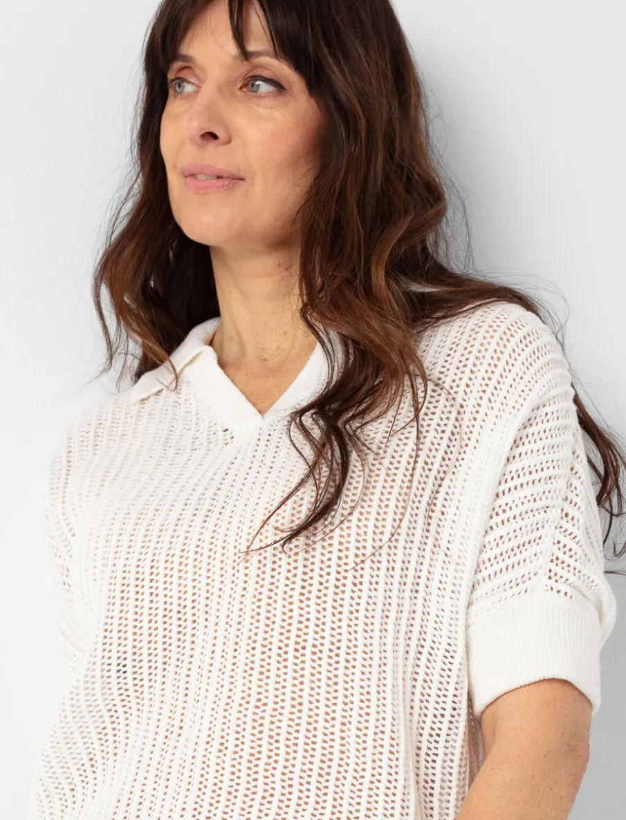 V-neck Mesh Sweater