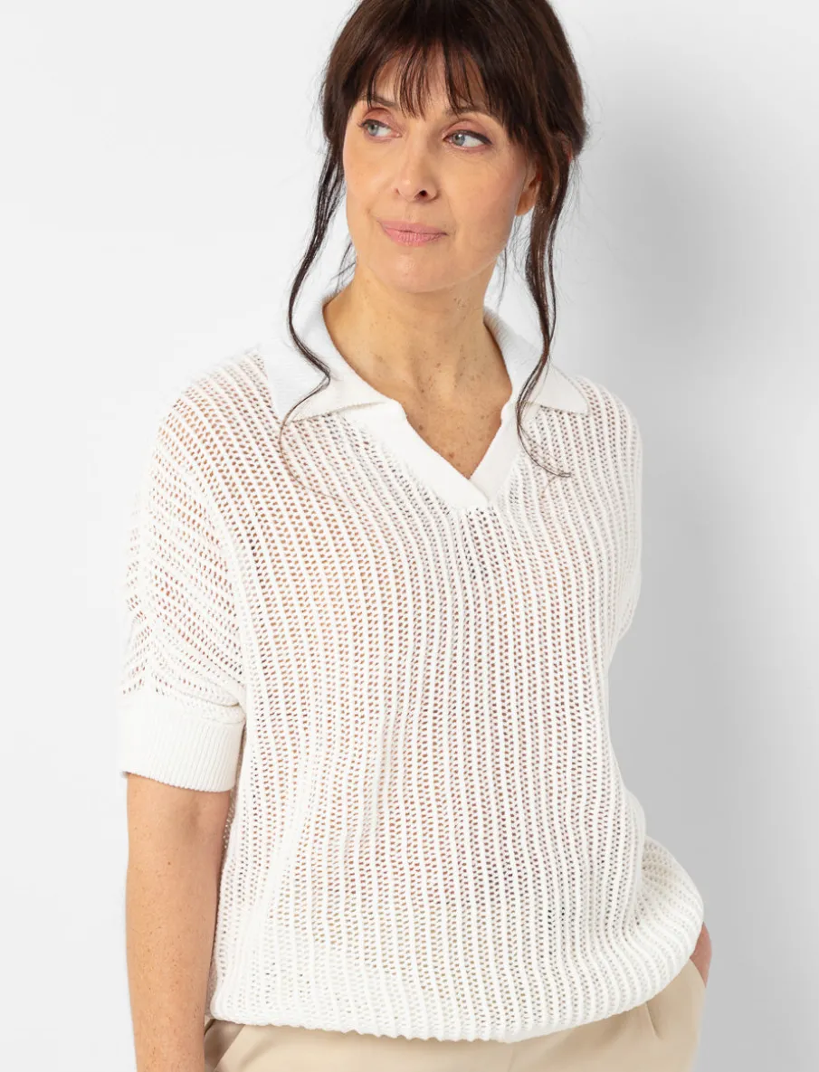 V-neck Mesh Sweater