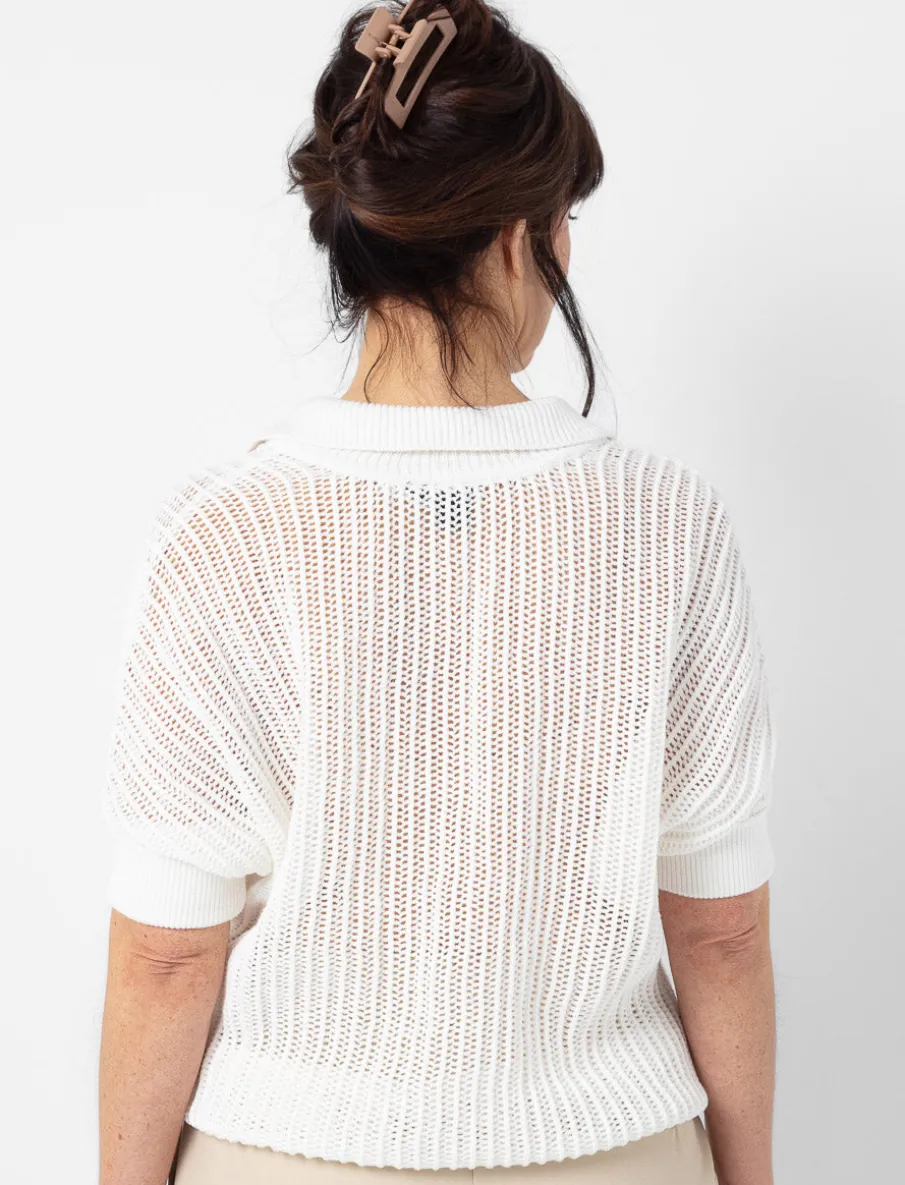 V-neck Mesh Sweater