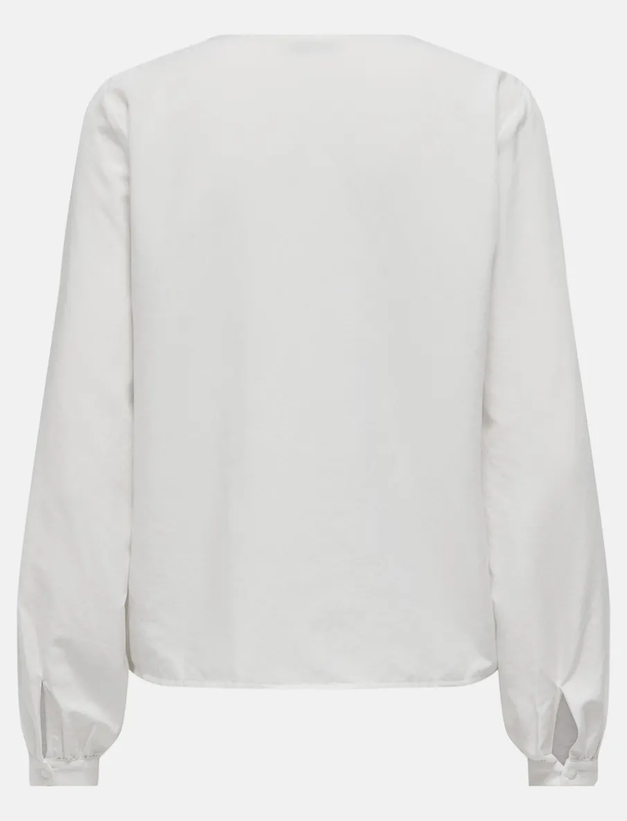 V-neck Shirt with Puff Sleeves