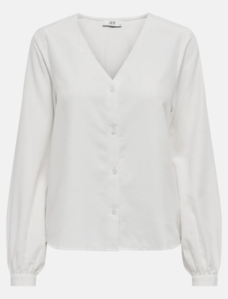 V-neck Shirt with Puff Sleeves