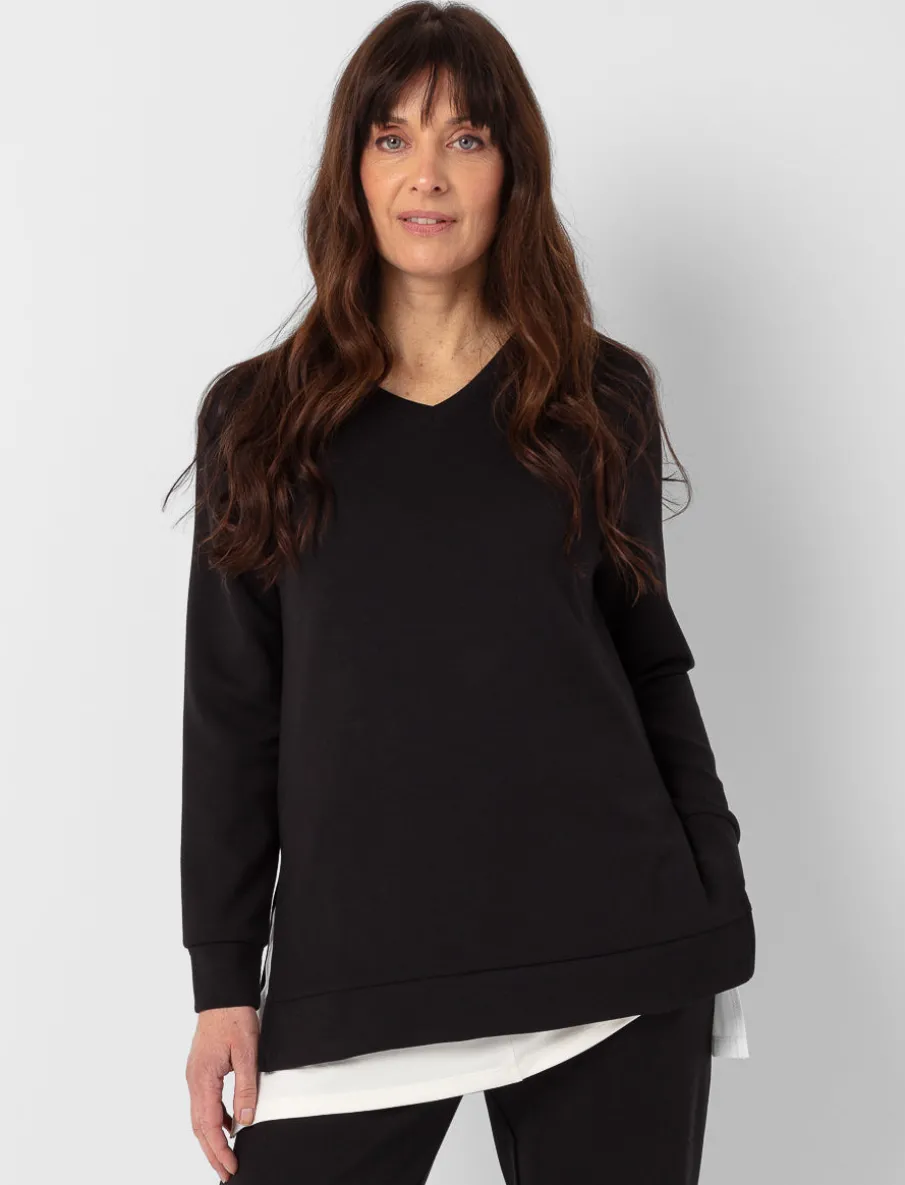 V-Neck Sweater with Side Slits
