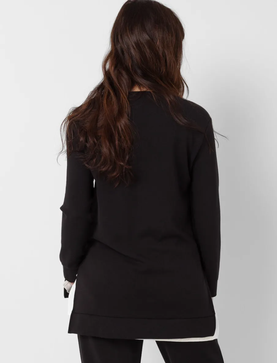 V-Neck Sweater with Side Slits