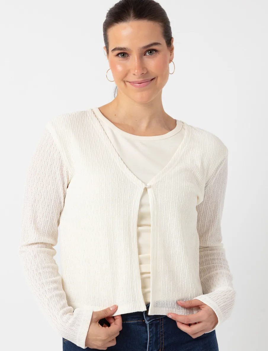 V-neck Textured Cardigan