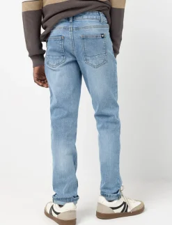 Washed Straight Jeans with Cuffed Hems