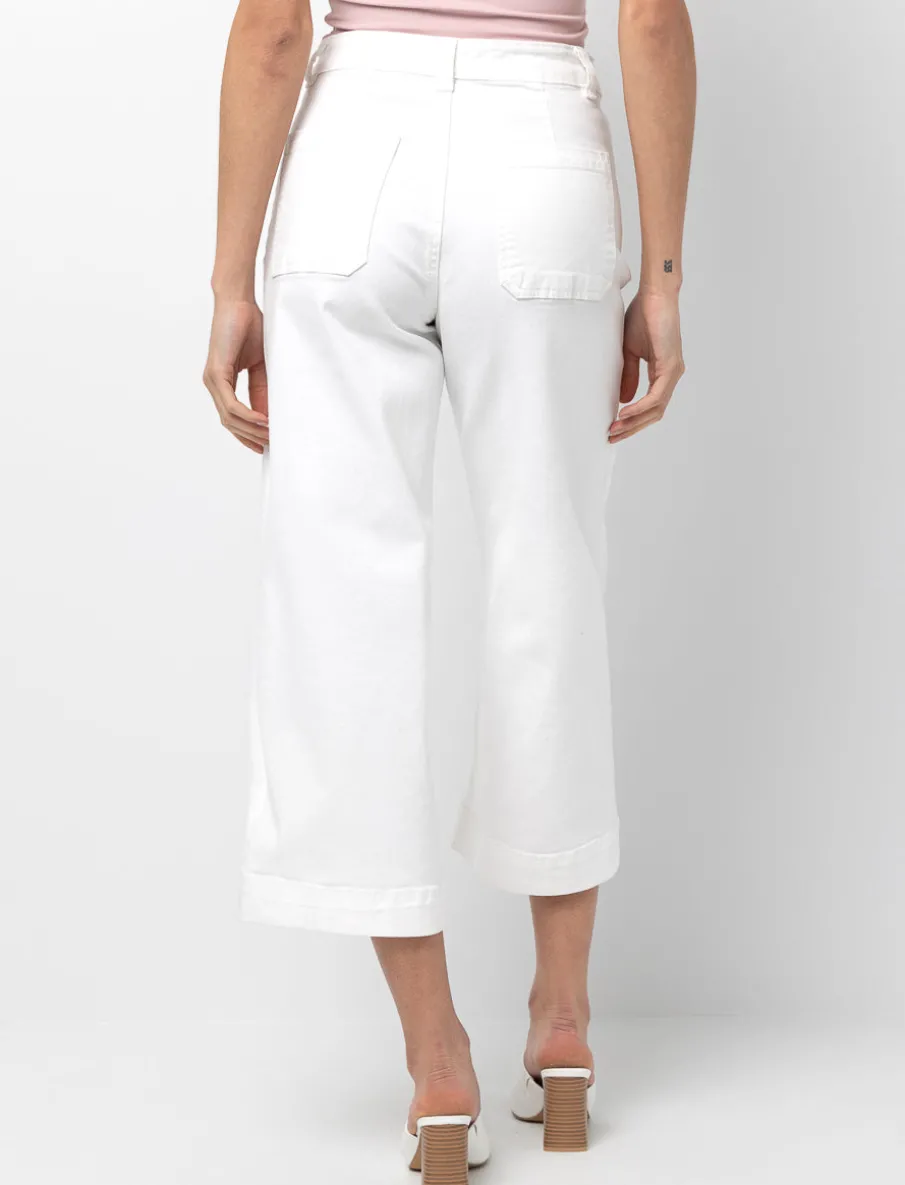Wide-leg Denim Capri Pants