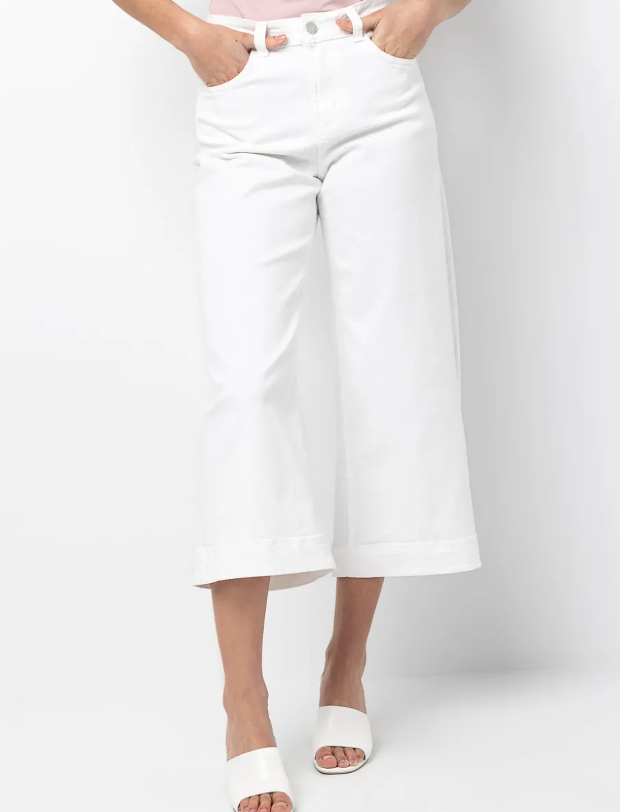 Wide-leg Denim Capri Pants