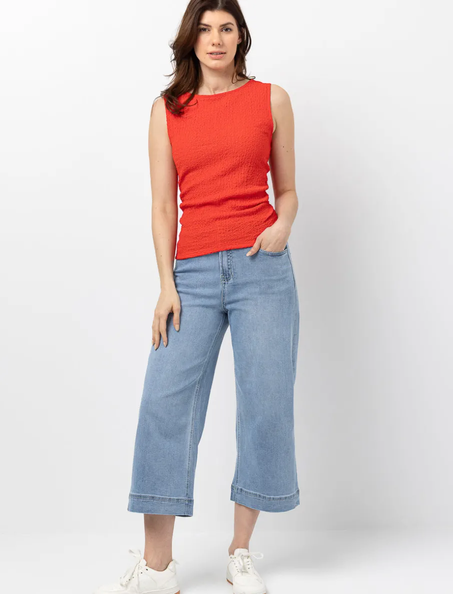 Wide-leg Denim Capris