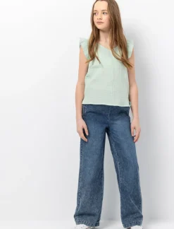 Wide-leg Elastic-waist Jeans