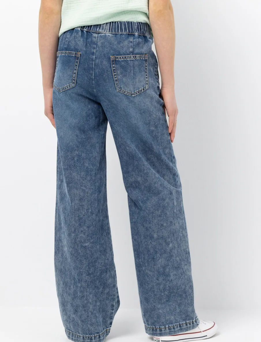 Wide-leg Elastic-waist Jeans