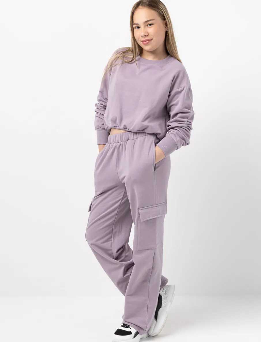 Wide-leg Fleece Cargo Pants