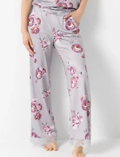 Wide-leg Floral PJ Pants with Lace