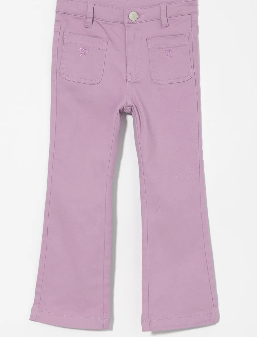 Wide-leg Jeans with Bow Embroidery - Little Girl