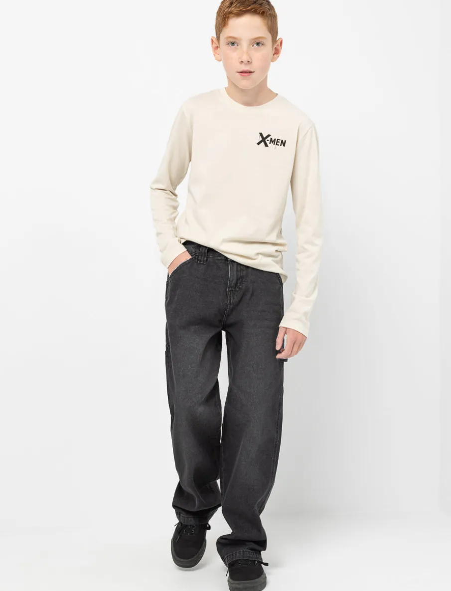 Wide-leg Jeans with Elastic Waistband