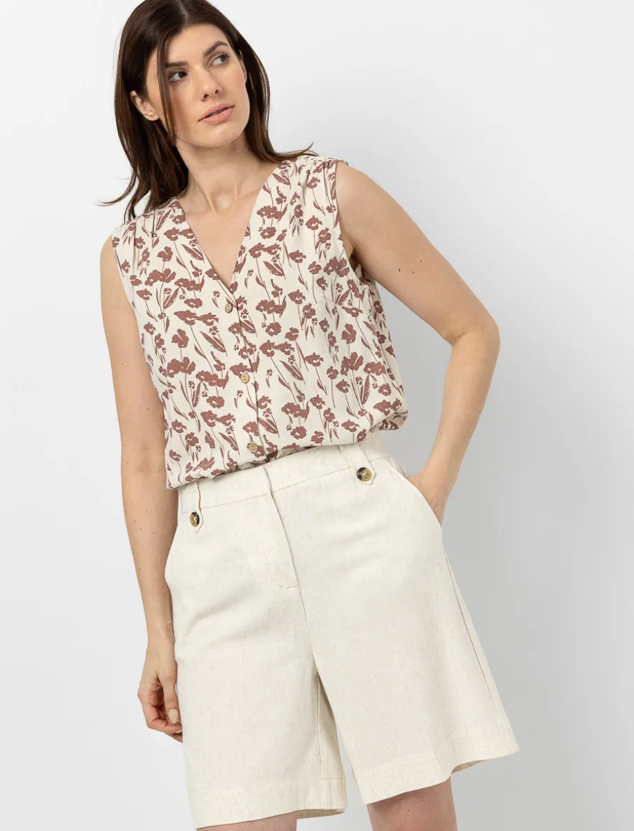 Wide-Leg Linen Bermuda Shorts