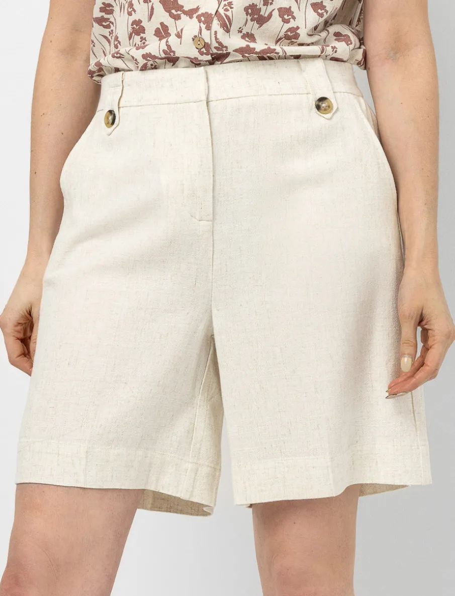 Wide-Leg Linen Bermuda Shorts