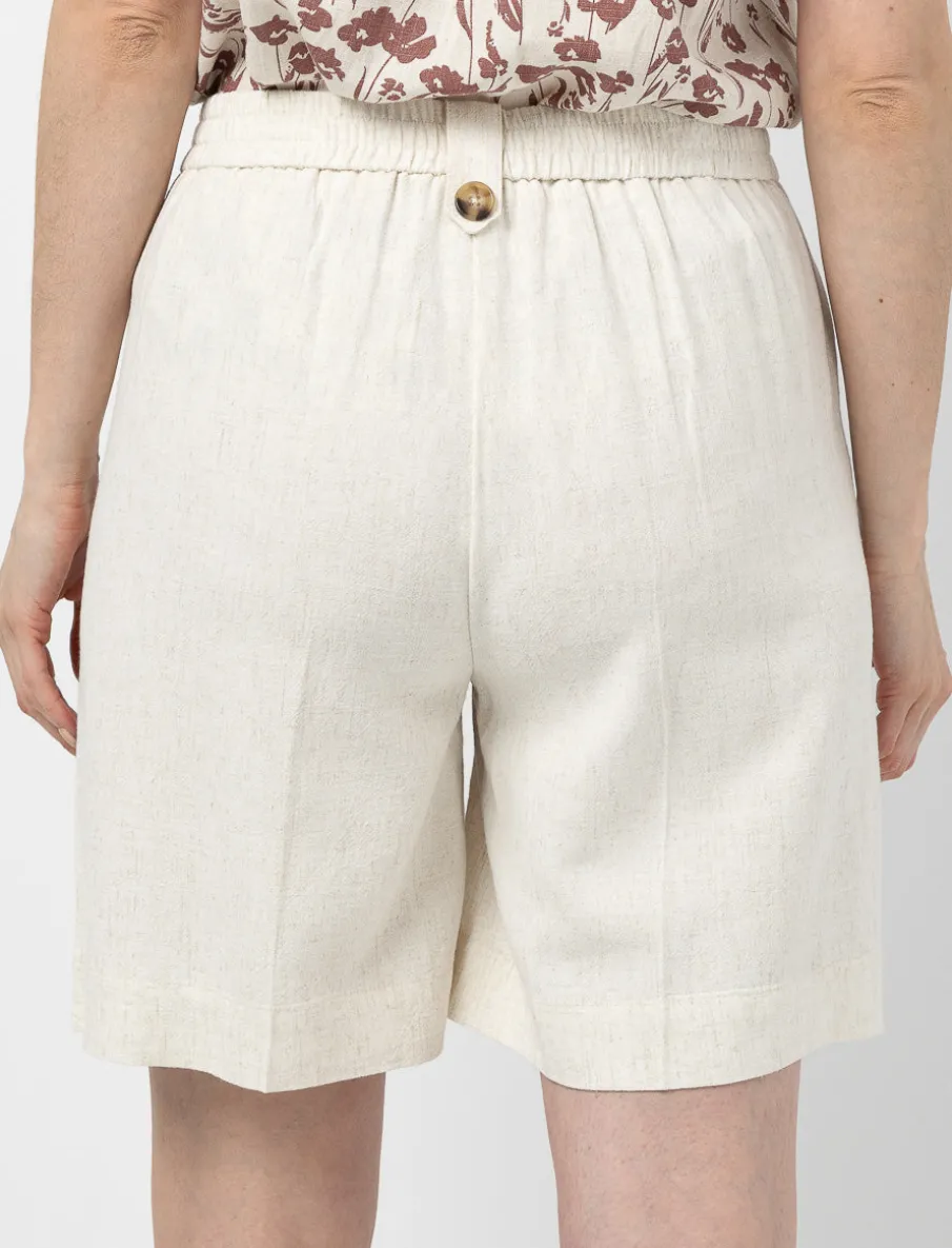 Wide-Leg Linen Bermuda Shorts