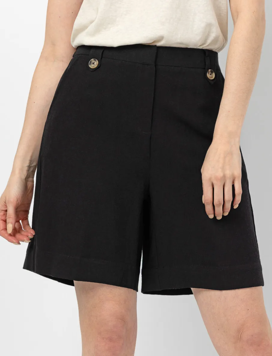 Wide-Leg Linen Bermuda Shorts