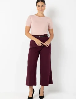 Wide-leg Pleated Pants with Belt