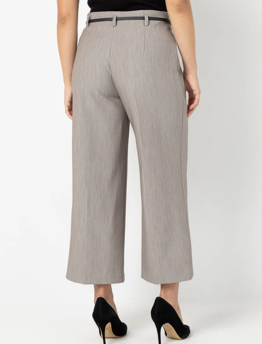 Wide-leg Pleated Pants with Belt