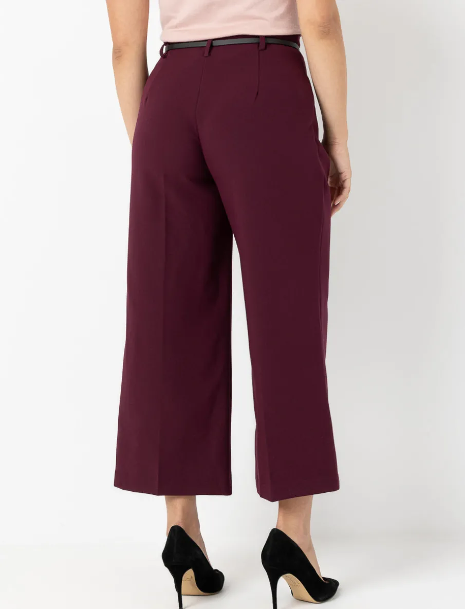 Wide-leg Pleated Pants with Belt