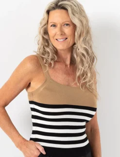Wide-strap Striped Tank Top