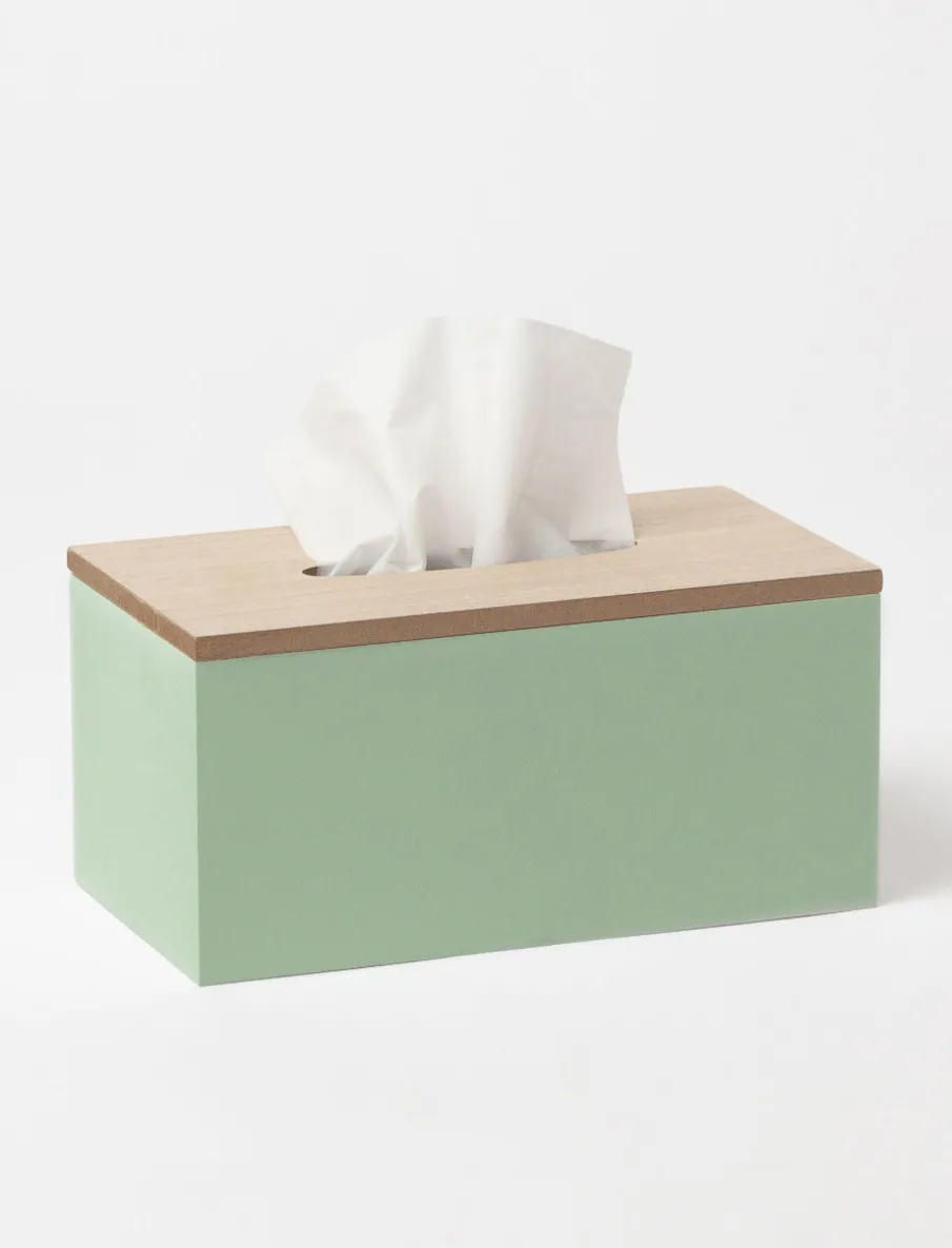 Wooden Two-toned Tissue Box