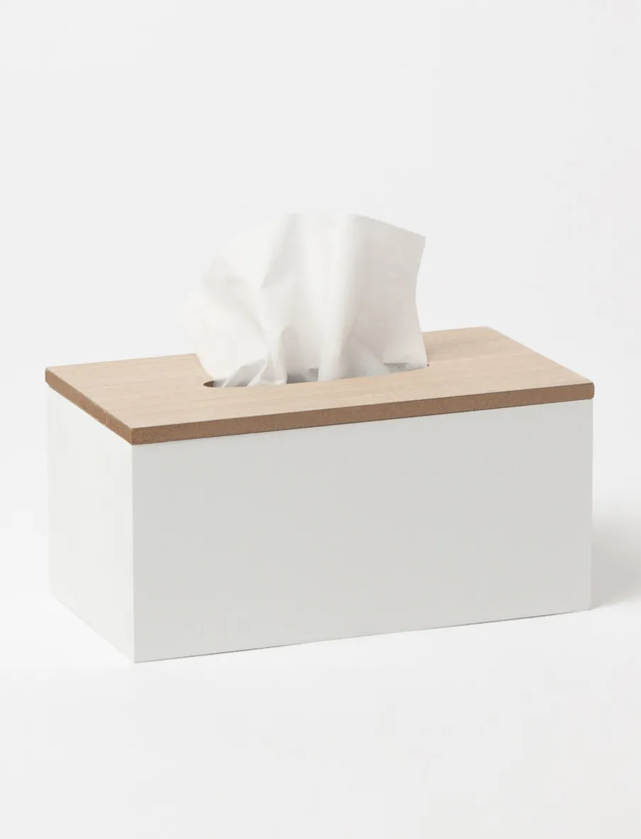 Wooden Two-toned Tissue Box