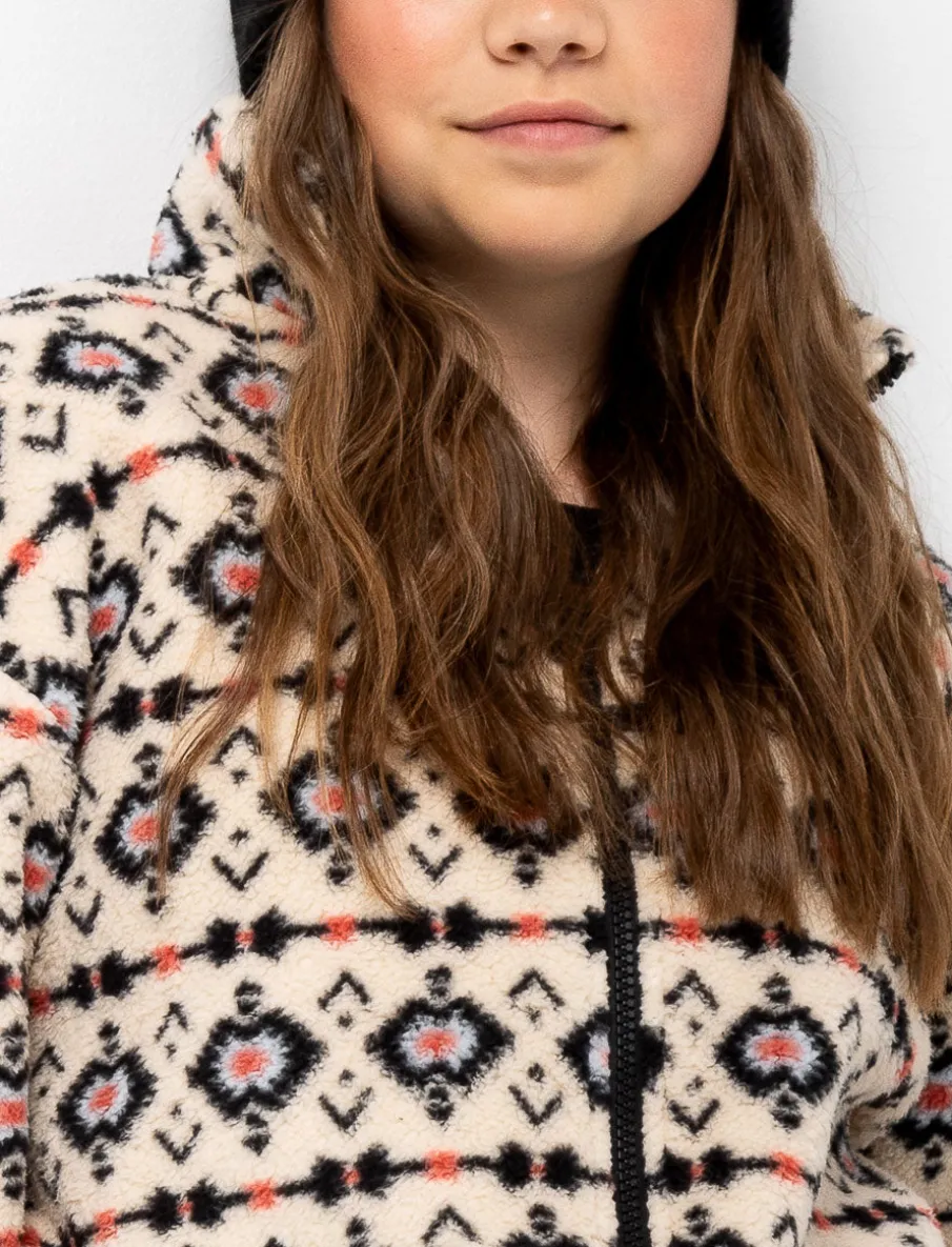 Zip-up Aztec Print Sherpa Jacket