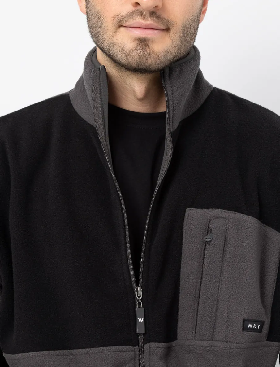 Zip-up Fleece Jacket with High Collar